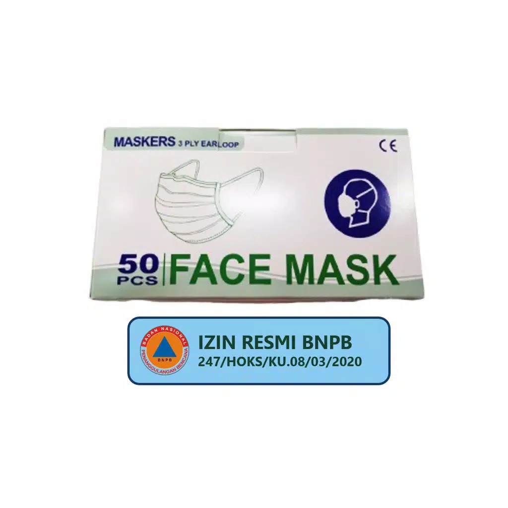 Masker Medis Face Mask 3ply Isi 50 PCS
